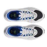 Championes Under Armour Summit Trek Suede, color gris claro con detalles en negro, blanco y azul.