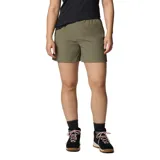 Short deportivo color verde militar, con cintura elástica, bolsillos laterales y bolsillo trasero con cierre a presión.