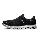 Championes de running On Cloud 6, color negro con suela blanca.