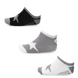 Pack de dos pares de medias unisex Converse Chuck Taylor, invisibles, en colores negro, gris y blanco, con logo de estrella en el empeine.