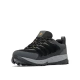 Zapatillas de senderismo Columbia Strata Trail Low WP, color negro con detalles en gris y naranja. Cuentan con tecnología Omni-Tech que las hace impermeables y transpirables, entresuela TechLite para amortiguación y suela Omni-Grip para tracción en todo tipo de terrenos.
