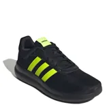 Championes Adidas Lite Racer 4.0 negros con tres tiras amarillas y detalles en verde neón.