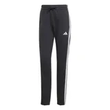 Pantalón deportivo Adidas negro con tres rayas blancas en los laterales.