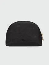 Neceser Longchamp de cuero granulado color negro con cierre dorado.