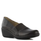 Zapatos de mujer Lombardino Casual Sofia, color marrón, con elástico en el empeine y plataforma baja.