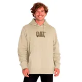 Buzo canguro negro de frisa con capucha ajustable con cordones y bolsillo frontal. Logotipo CAT bordado en el pecho.