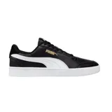 Championes Puma Shuffle de cuero sintético negro con detalles en blanco y dorado.