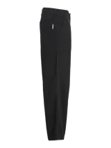 Pantalón chino negro de pierna ancha con cintura media y bajo doblado. Cierre con gancho y cremallera, bolsillos delanteros y traseros. Fit amplio en toda la pierna y muslos. Confeccionado en canvas, un tejido plano resistente que no se estira como los tejidos de punto.