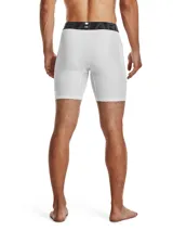 Short de compresión gris con cintura elástica negra con logo Under Armour.