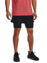 Short deportivo Under Armour Vanish Elite 2in1 para hombre, color negro, con calza interior ajustada y short exterior holgado con bolsillos laterales.