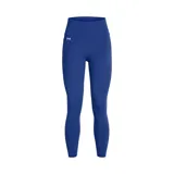 Calza azul de mujer con tejido suave, pretina alta y diseño ajustado, ideal para actividad física.