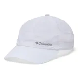 Gorro deportivo unisex color blanco, con logo de Columbia bordado en gris en el frente y paneles laterales de malla. Confeccionado en tejido Omni-Wick™ para absorber la humedad y el sudor. Cierre trasero ajustable.