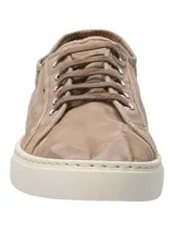 Zapatillas acordonadas color ocre, hechas en España con algodón orgánico.