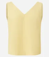 Musculosa sin mangas confeccionada en viscosa sostenible, con escote en pico y corte vertical.