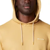 Buzo hoodie Columbia color mostaza con logo estampado en el pecho, bolsillo tipo canguro, puños y cintura acanalados.