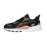 Championes Puma RS 3.0 Metallic, color negro con detalles en gris, rosa y plateado.