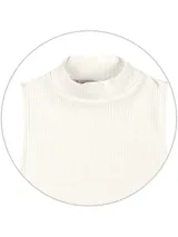 Musculosa naranja de tela acanalada con cuello alto y corte ajustado.