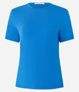 Blusa de manga corta, escote redondo y calce ajustado, confeccionada en tejido de punto de viscosa.