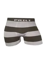 Boxer de microfibra sin costura, con diseño de rayas en colores gris y negro.