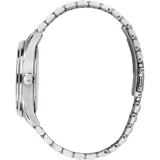 Reloj de acero con caja de 42 mm, mecanismo Miyota y cristal mineral, resistente al agua hasta 10 ATM.
