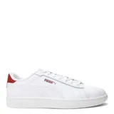 Championes Puma Smash 3.0 L de cuero sintético negro con detalles en blanco, suela blanca y logo de Puma en el lateral.