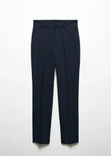 Pantalón de vestir negro de corte recto, con bolsillos laterales y traseros.