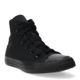 Zapatillas altas de lona color negro con puntera de goma y suela de perfil bajo.