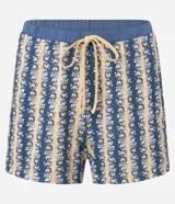 Conjunto de pijama short doll con estampado de Garfield, compuesto por una blusa de manga corta con cuello solapa contrastante y botones, y un short con cintura elástica.