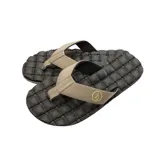 Ojotas Volcom Recliner color beige con plantilla texturizada negra y logo de la marca en la tira.