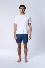 Short de baño azul de algodón.