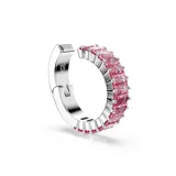 Par de aros tipo argolla Swarovski, con baño de rodio y circonias rosas talla baguette engarzadas horizontalmente.