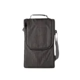 Morral matero de lona con correa ajustable, diseñado para transportar termo y mate, con costuras reforzadas.