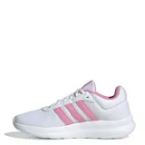 Championes Adidas Lite Racer 4.0 de mujer, color blanco con detalles en rosa, capellada de malla y tecnología Cloudfoam en la entresuela.