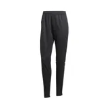 Pantalón de entrenamiento Adidas Squadra 25, color negro con tres tiras blancas en los laterales. Confeccionado en tejido transpirable AEROREADY, con cierre en los puños.