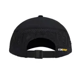 Gorra negra de Supreme, modelo Mesh 6 Panel, con paneles frontales de tela lisa y paneles laterales de malla.