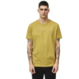 Remera amarilla con logo RVCA estampado en el pecho.