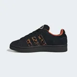 Championes Adidas Campus 00s negros con exterior de pelo de poni con estampado de leopardo y detalles en naranja.