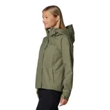 Campera impermeable y transpirable Columbia Hikebound II, color verde oliva, con capucha ajustable, bolsillos con cierre y costuras selladas.