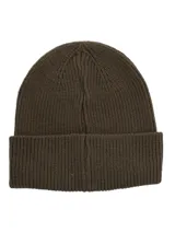 Gorro beanie negro de punto acanalado con parche con el logo de Hush Puppies.