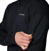 Buzo polar Columbia de hombre, color verde oliva, con cierre de un cuarto en el cuello, tecnología Omni-Shade UPF 40 y Omni-Wick.