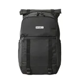 Mochila Rip Curl Dawn Patrol de 30 litros color negro, confeccionada en poliéster reciclado. Cuenta con compartimento para laptop, bolsillo para gafas forrado en lana, sección Roll & Clip para ítems húmedos/secos, organizador para quillas, bolsillo para botella y correas transpirables.