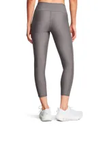 Calza de mujer Under Armour HeatGear® de tiro alto hasta el tobillo, color gris azulado, con cintura antideslizante y logo en la pierna.
