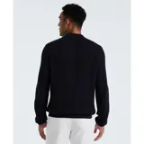 Sweater tipo polo de manga larga color azul marino, tejido de punto en algodón con trama zigzag y cuello con tapeta de botones.