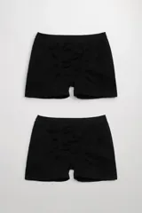 Pack de dos boxers negros de microfibra con cintura elástica.