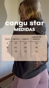 Canguro gris de micro polar con estampado de leopardo en la espalda. Corte oversize.