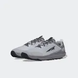 Championes de trail running Altra modelo Lone Peak 9, color gris con detalles en negro y blanco. Diseñados para ofrecer durabilidad, agarre y comodidad en el sendero.
