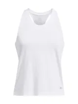 Musculosa deportiva blanca de mujer, ideal para running, con tejido transpirable y diseño ligero.