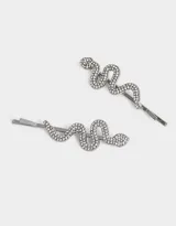 Set de dos horquillas doradas con forma de serpiente y apliques de strass.