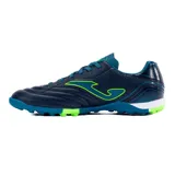 Championes de fútbol 5 Joma Aguila 2403, color azul marino con detalles en verde lima.