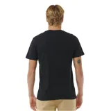 Remera negra de manga corta con logo bordado en el pecho.